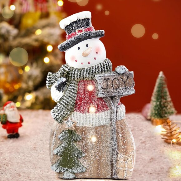 Snowman Statue with LED Lights for Christmas Decoration, Holiday Decor - Picture 5 of 7